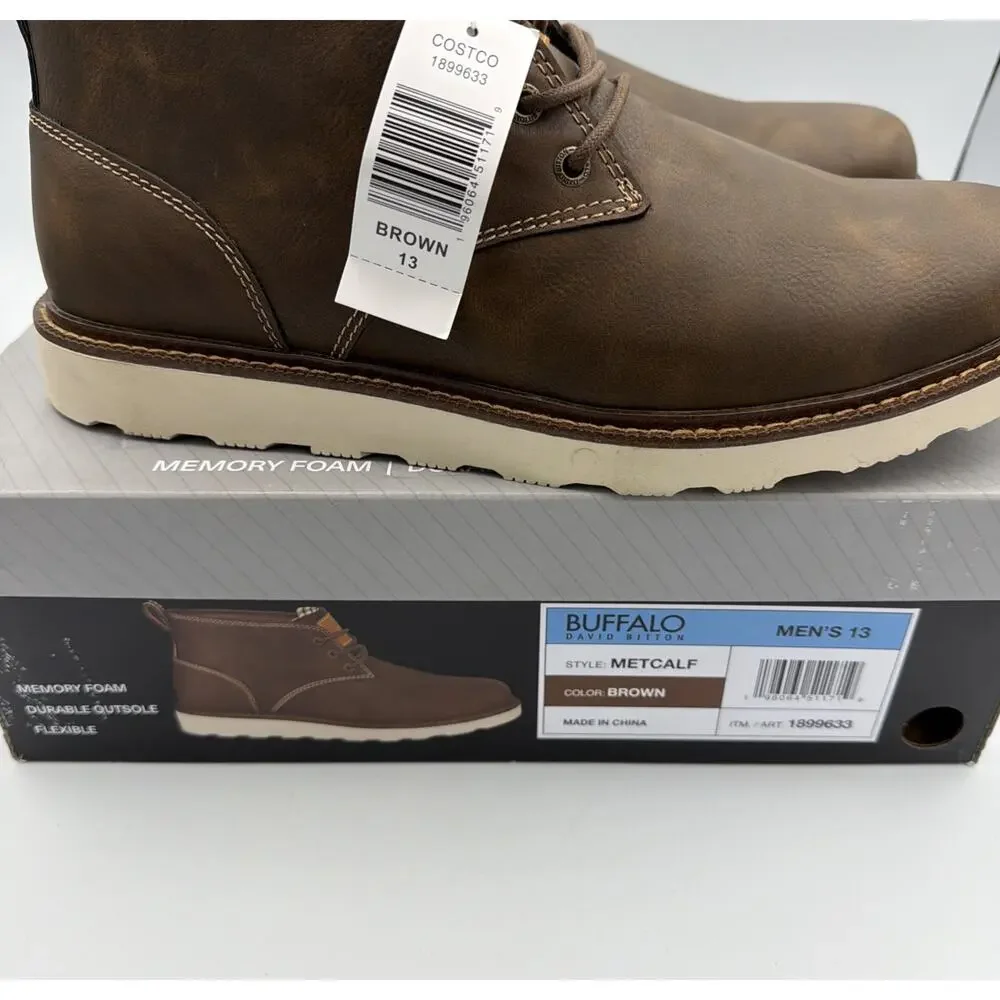 New! Buffalo David Bitton Men’s Chukka Boots – Brown, Memory Foam, Metcalf Sz 13